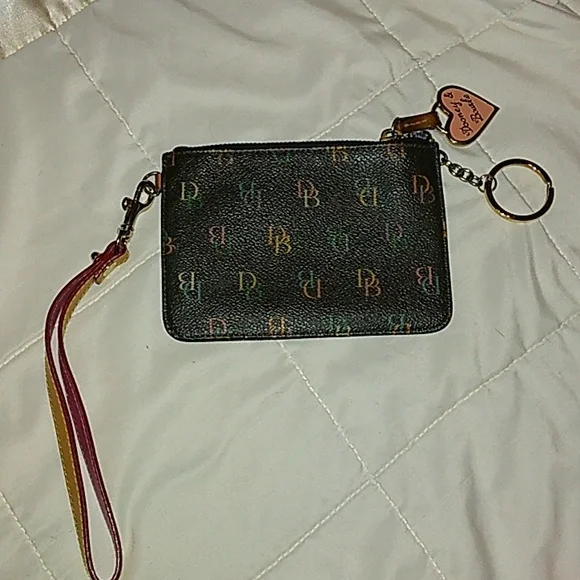 Dooney & Bourke Wristlet with Multicolor Logo & heart zipper pull - Picture 2 of 6
